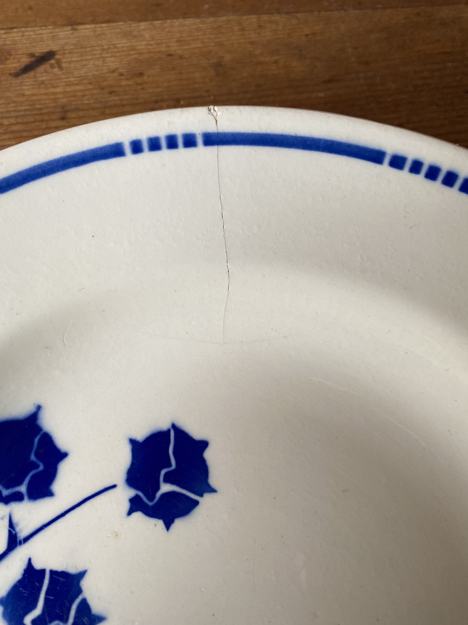 Set of 6 old hollow plates Badonvilleliers blue flower pattern