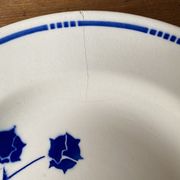 Set of 6 old hollow plates Badonvilleliers blue flower pattern