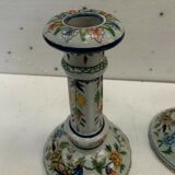 Pair of table candlesticks in faience of Rouen XX century