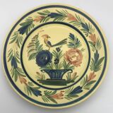 Antique earthenware plate hb henriot quimper floral and bird basket decor