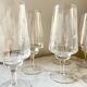 Vintage Set of 6 Etched Crystal Glasses for Wine or Cocktail,  1960s Mid-Ce