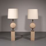 Travertine floor lamp by Philippe Barbier for Maison Barbier, monumental piece, 1970s