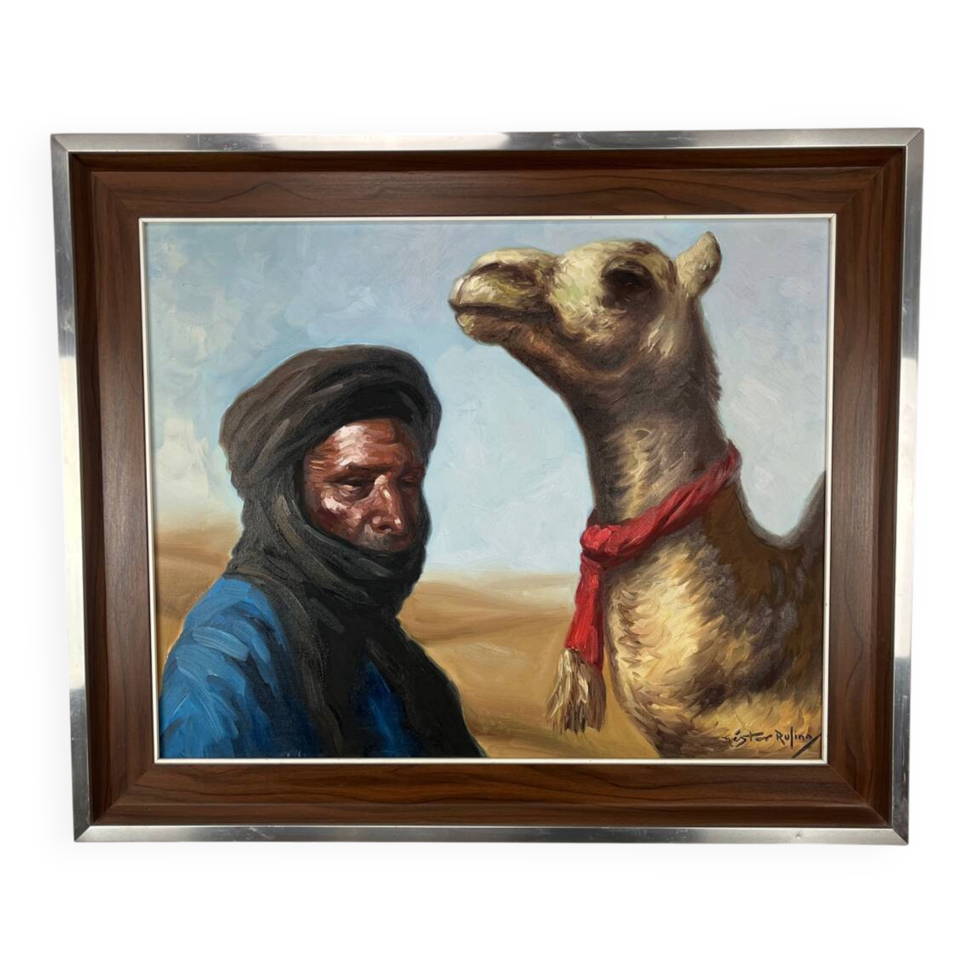Orientalist painting, Tuareg signed Nestor Rufino