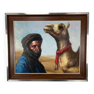 Orientalist painting, Tuareg signed Nestor Rufino
