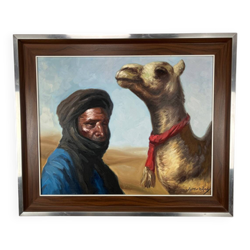 Tableau orientaliste, Touareg signé Nestor Rufino