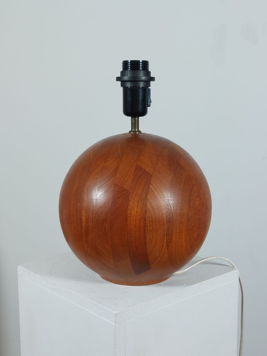 Pair of vintage mid century teak table lamps Kirk Copenhagen