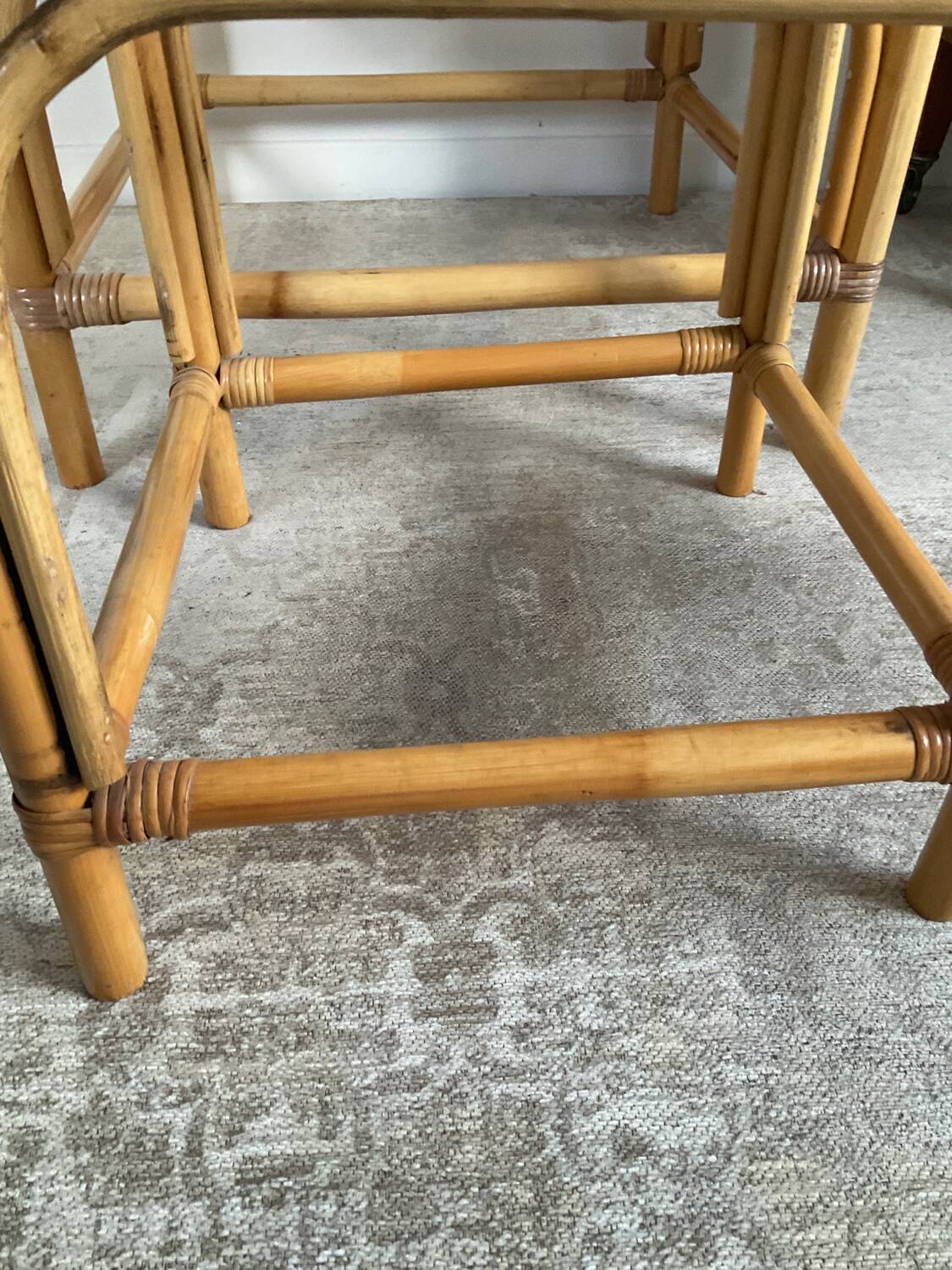 Duo of vintage rattan coffee tables from the 60s-70s