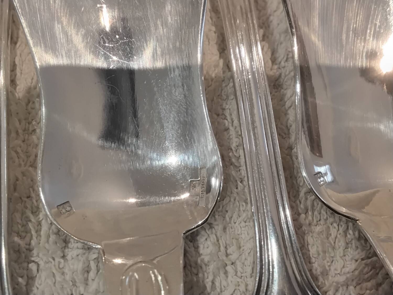 12 silver-plated metal ice cream scoops, Christofle silversmith, Chinon pattern