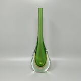 1960s Gorgeous Green and Yellow Vase By Flavio Poli