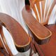 Set of 4 Vintage Bentwood Bar Stools, Brown Leather Seat, Nailhead Trim