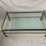 Glass and brass coffee table