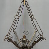 Art deco hanging lamp with 4 cloudy glass plates