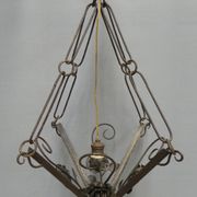 Art deco hanging lamp with 4 cloudy glass plates