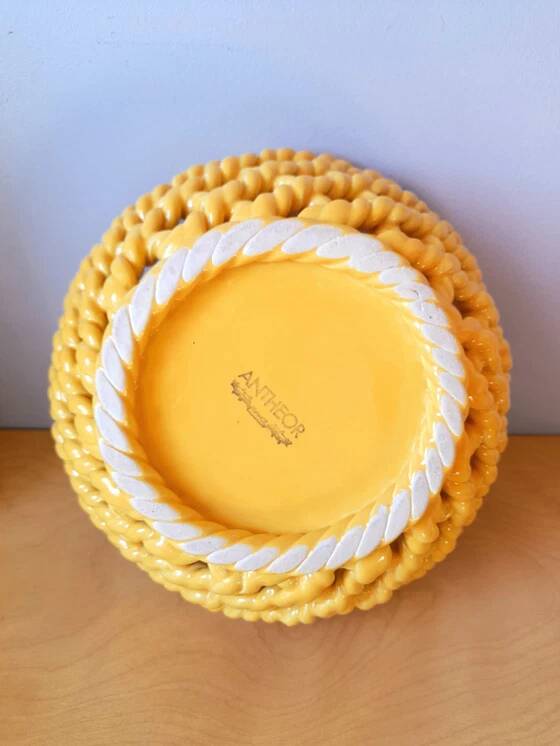 Woven ceramic fruit bowl, Antheor 1960.
