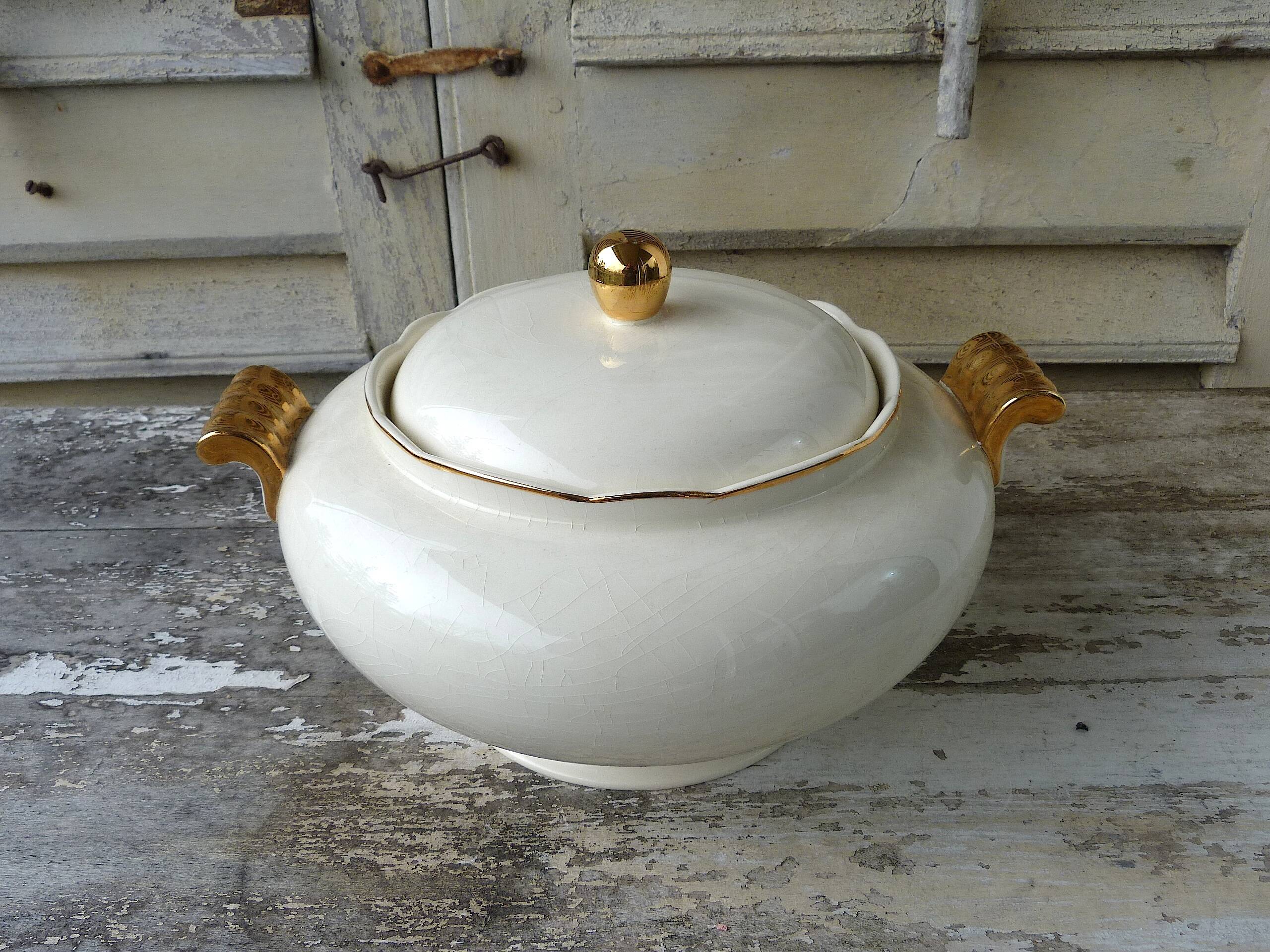 Soup tureen - vegetable bowl Villeroy & Boch Mettlach ivory and gold