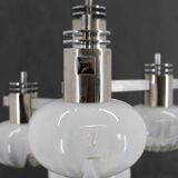 1970s Chrome Plated Chandelier with Murano Glass , Italy