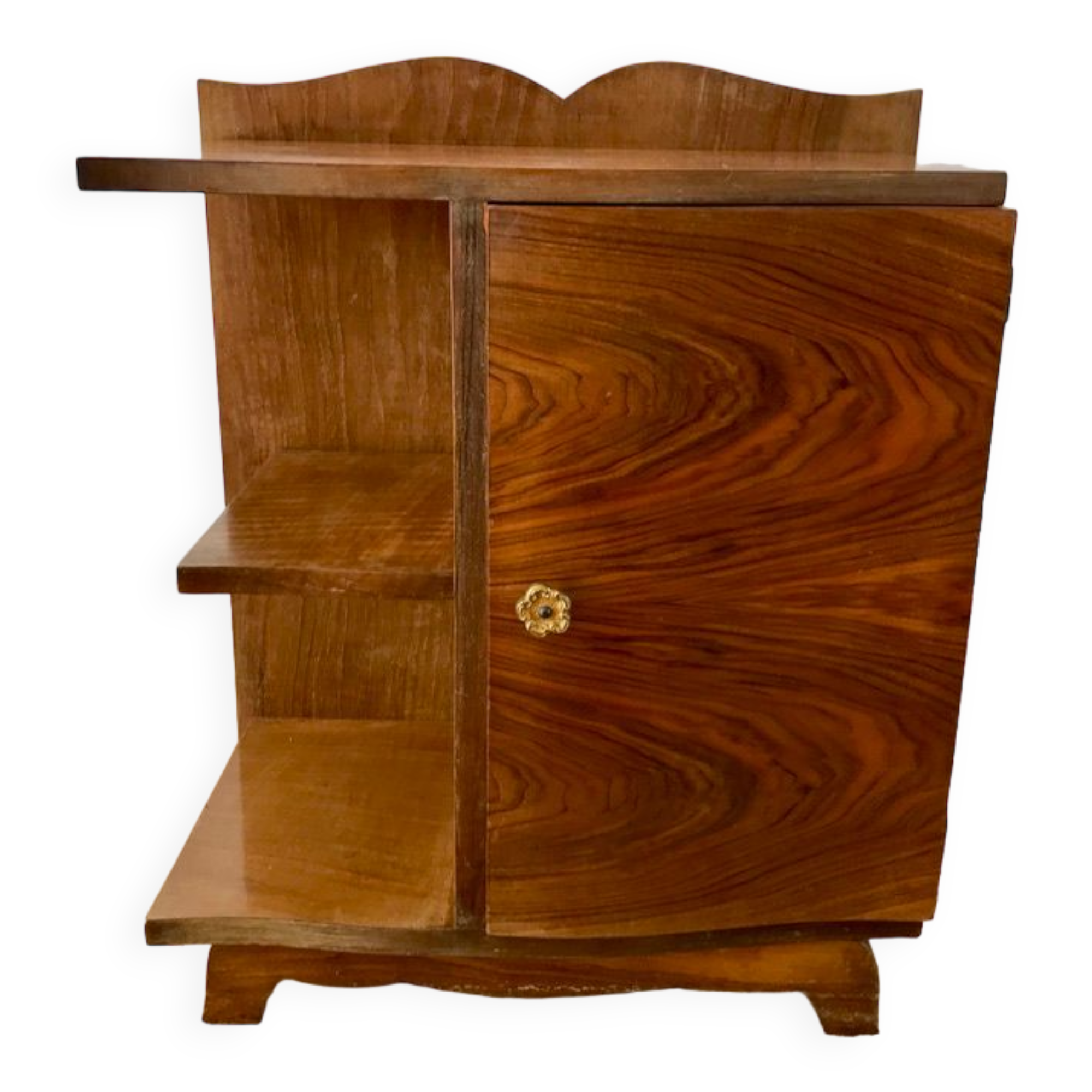 Veneer bedside table and handle flower art deco 30s
