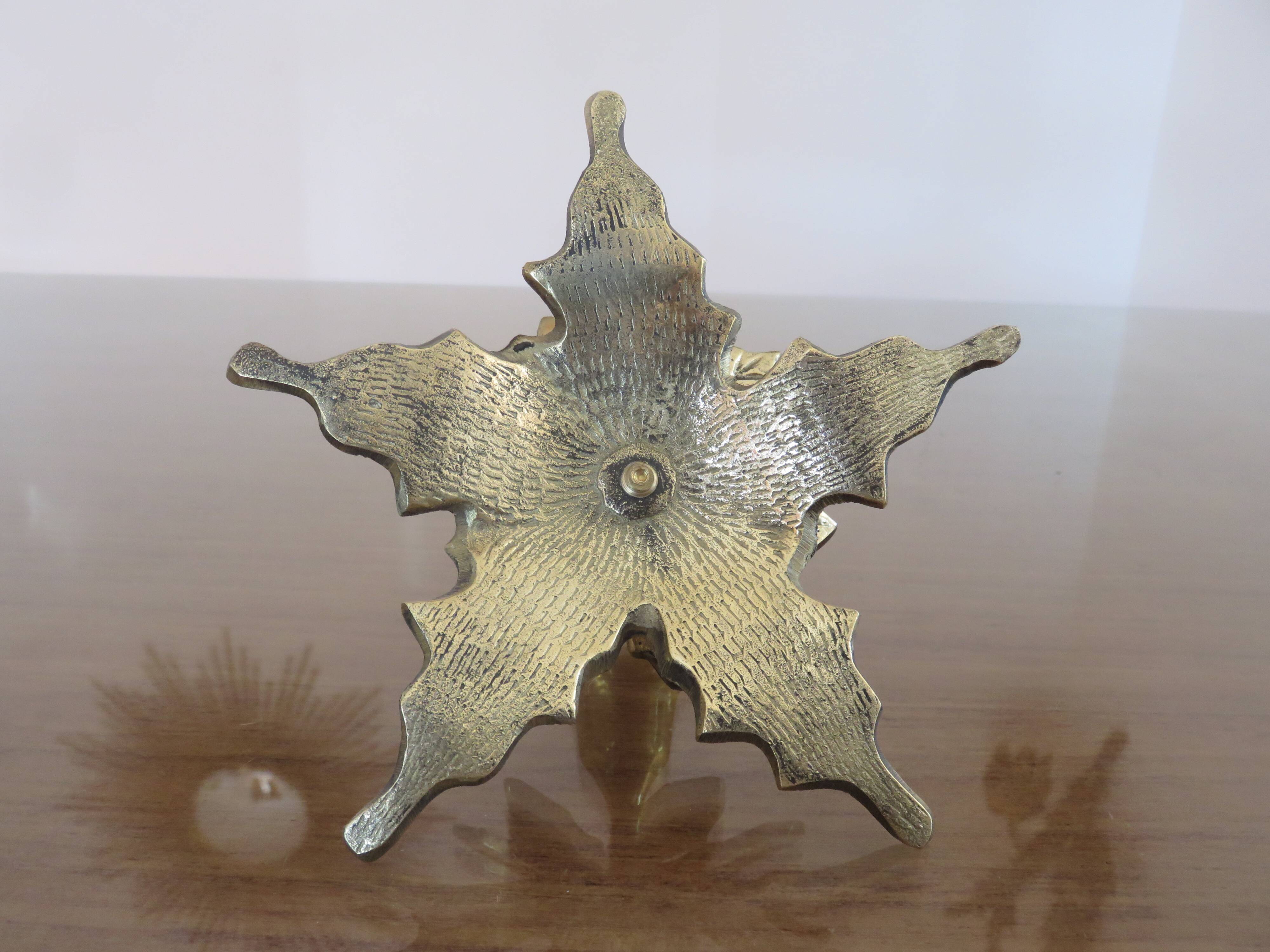 Flower candle holder, in gilded brass 60s 70s