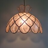 Suspension vintage en nacre de capiz, années 70