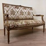 Louis XVI Style Bench In Golden Wood, mid-19th century