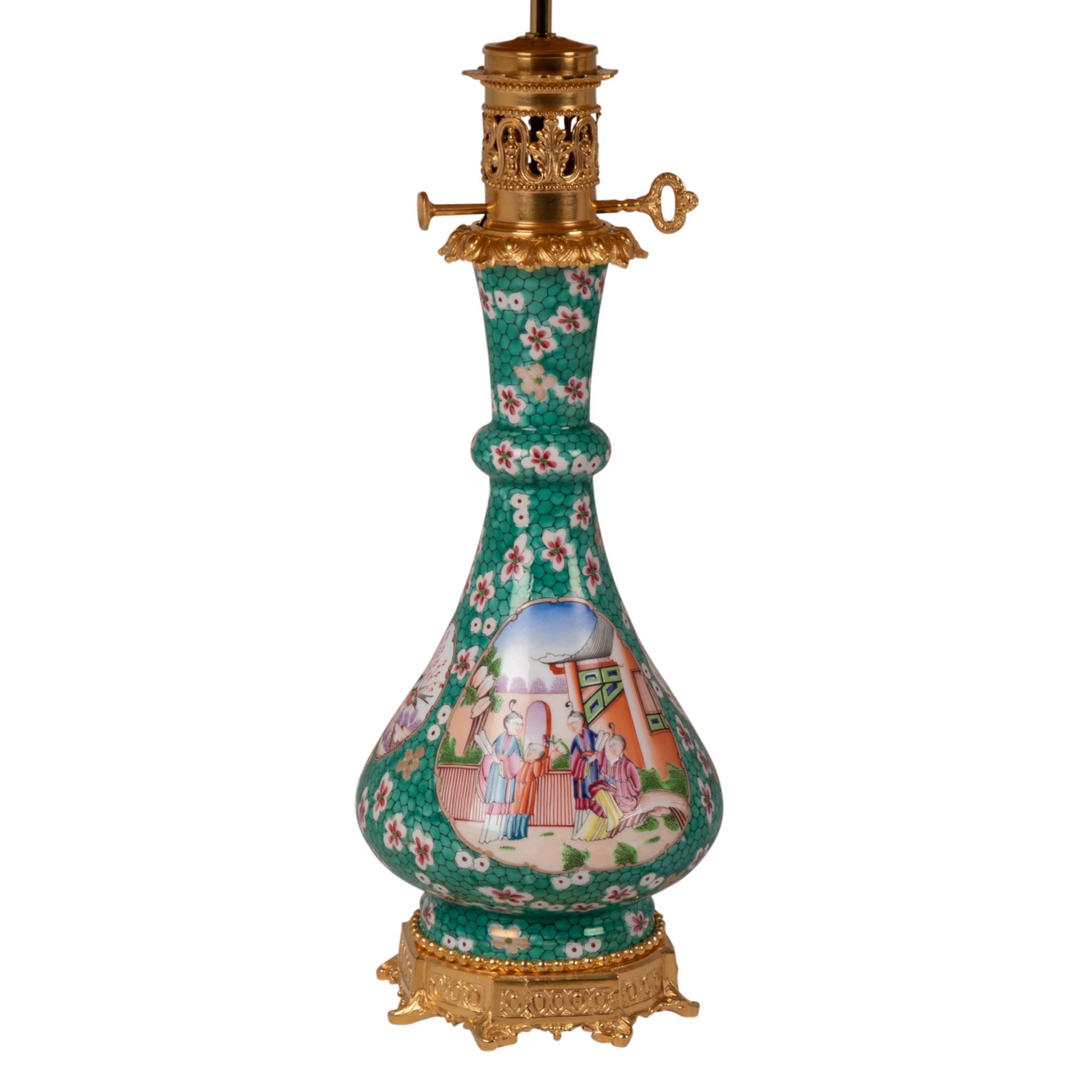Pair of lamps in Canton porcelain and bronze, circa 1880