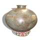 Old pot matka in water (ideal vase) hammered metal / round base