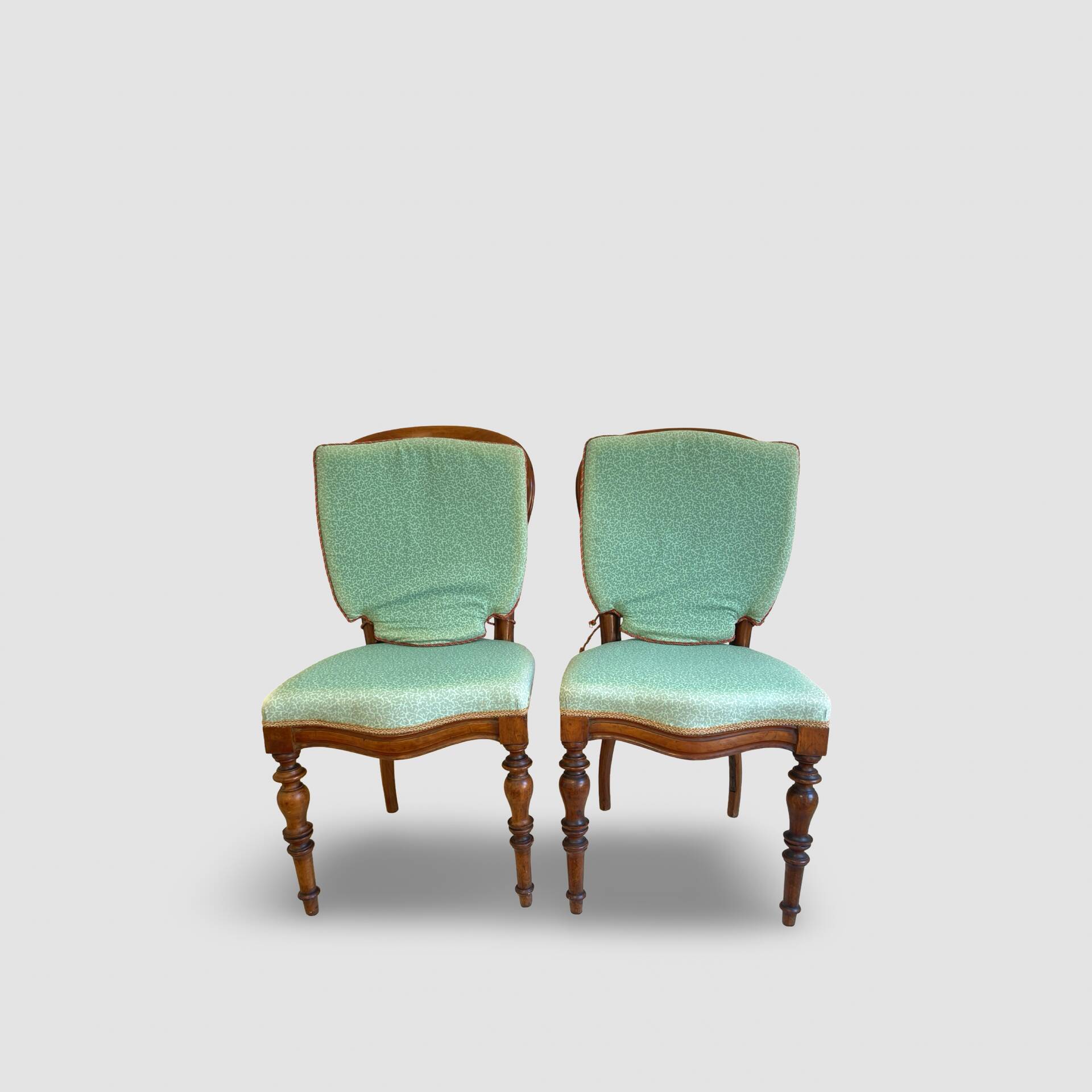 Antique Victorian era ballon back chairs and stool