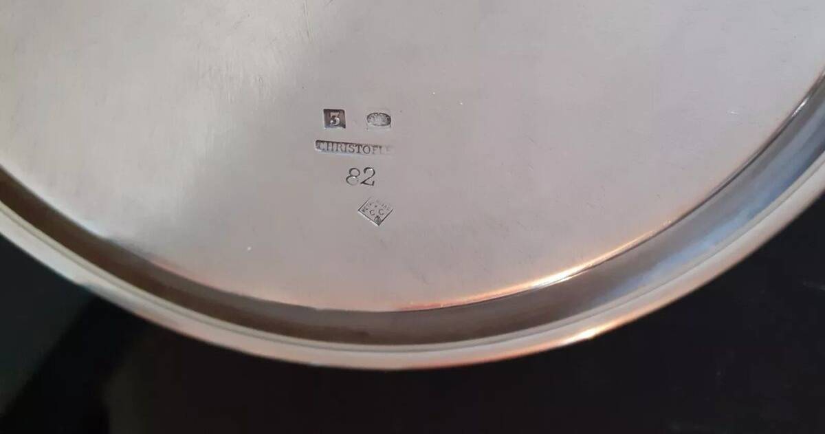 Christofle cc (before 1935) / set of 2 silver metal bottle coasters