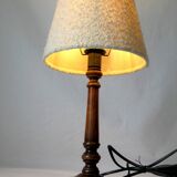 Lampe de chevet en chêne et velours de laine