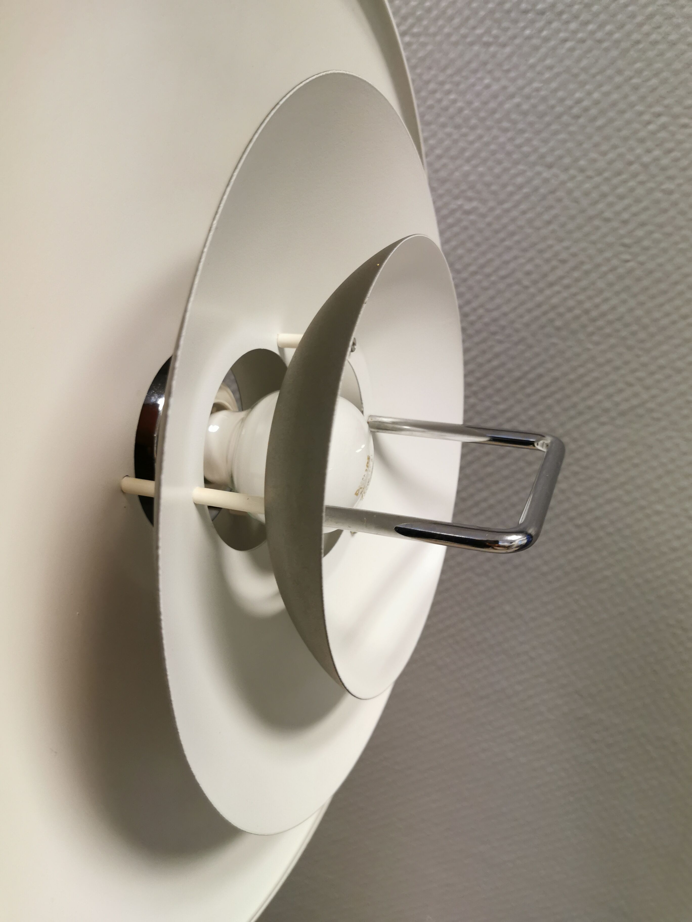 Swedish hanging lamp, produced by Belid in the original silver-grey colour.