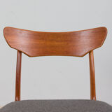 Set of 4 Schønning & Elgaards Danish teak chairs in gray wool upholstery