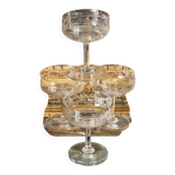 Engraved crystal champagne coupes