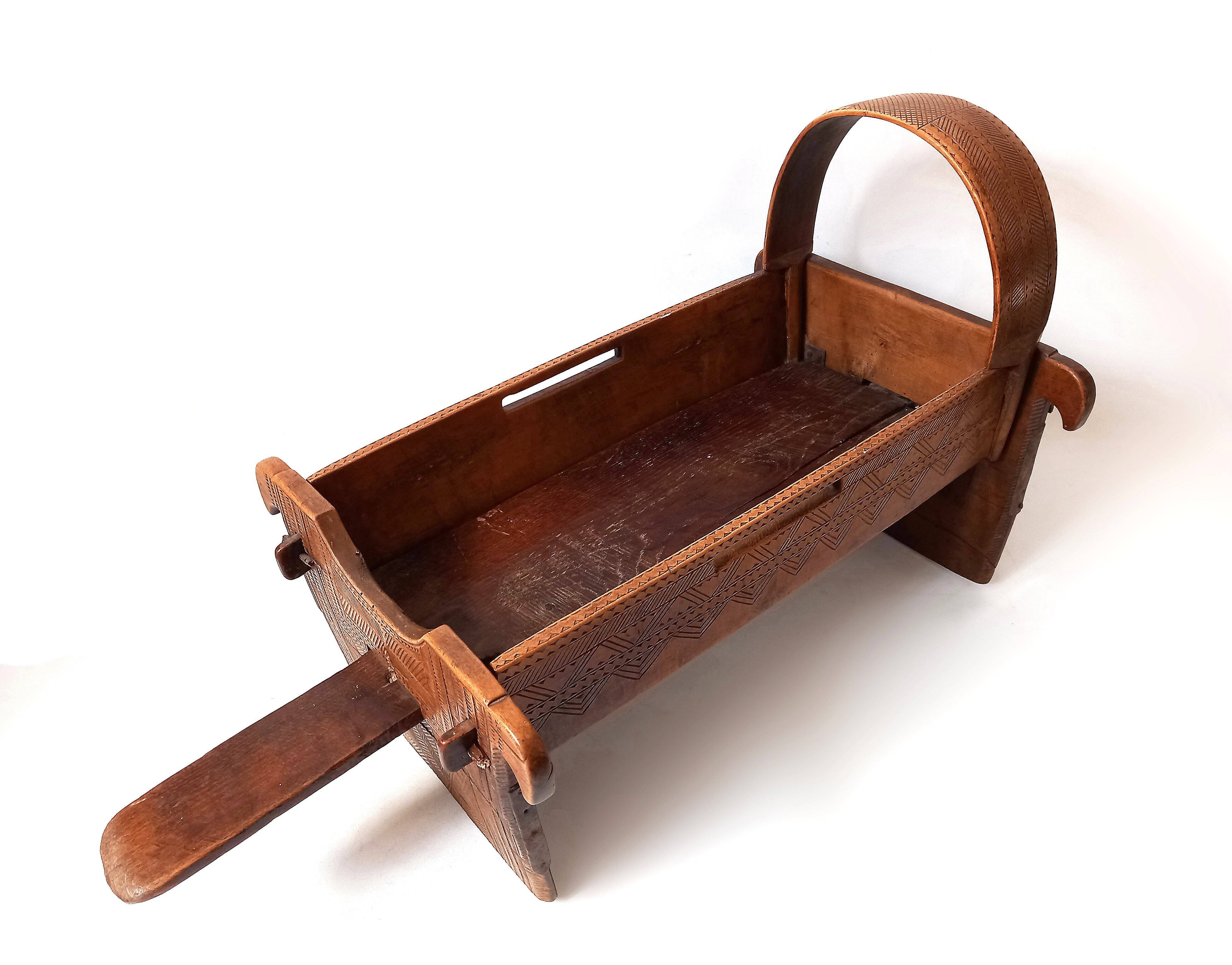 Antique Traditional Handmade Children's Crib Museum object Balkans 1890