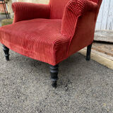 English velvet armchair