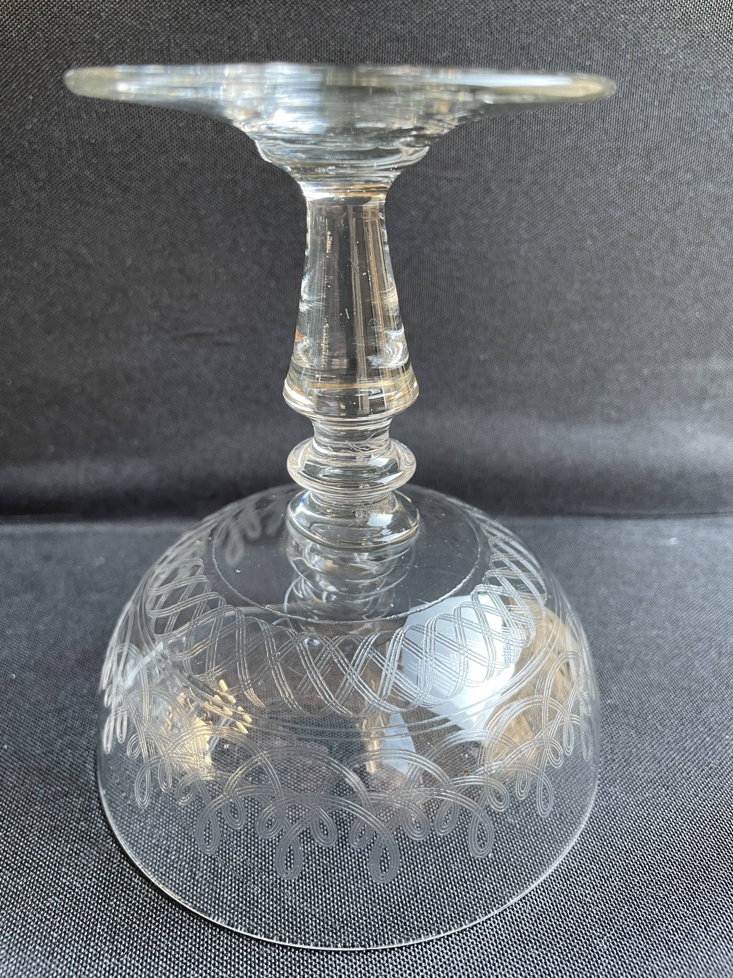 Champagne cups, art nouveau, 1/2 cristal soufflé et taillé