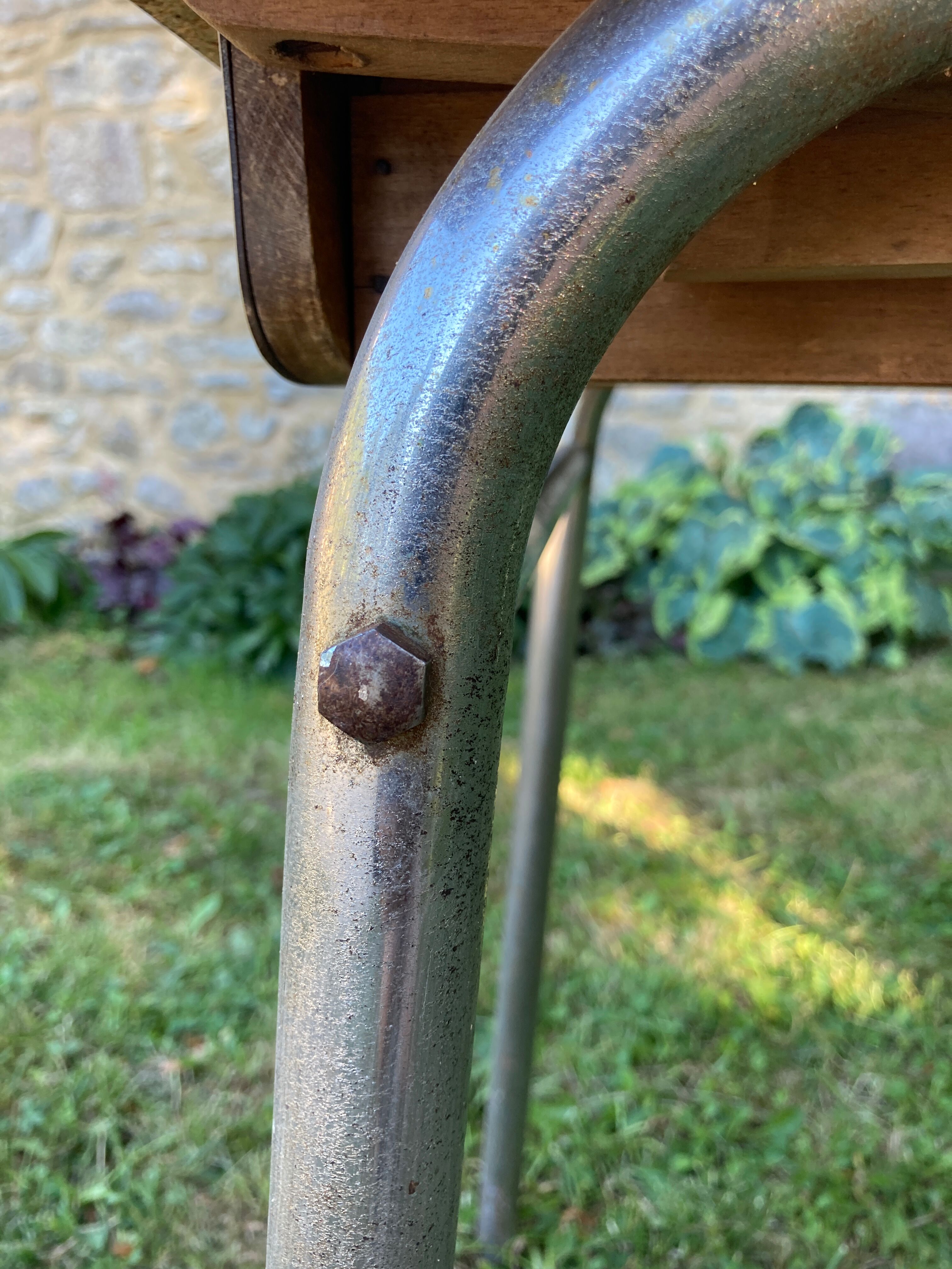 Blue formica table with extensions