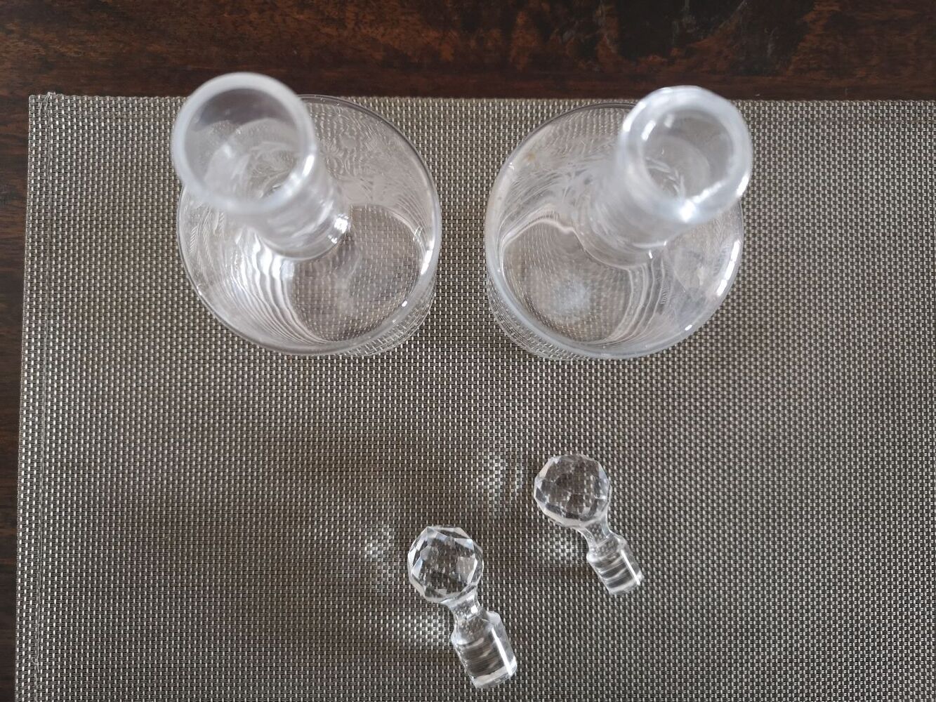 Duo of crystal perfume bottles late 19th early 20th century