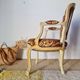 Louis XV style cabriolet armchair - floral velvet seat