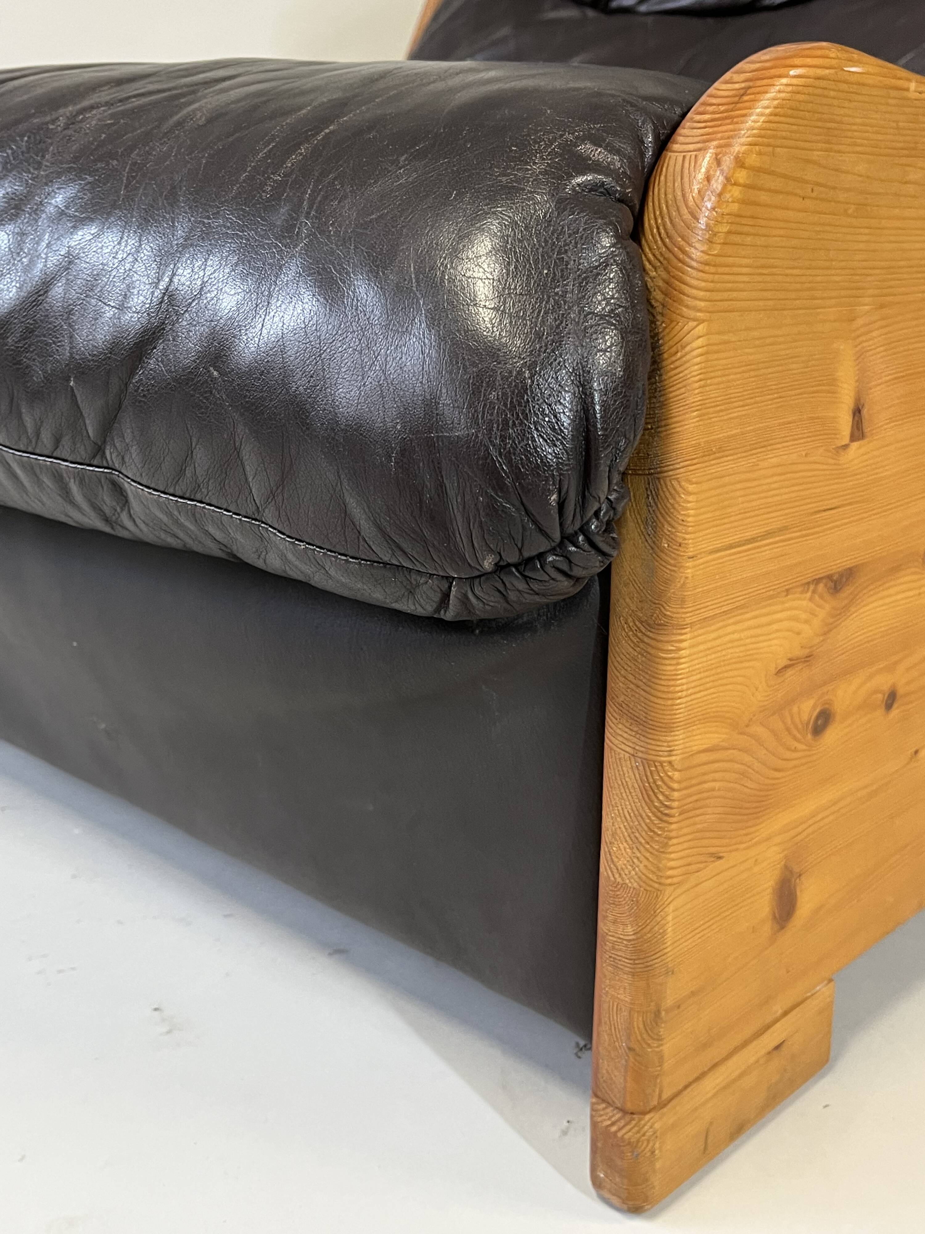 Vintage Brutalist Leather Armchair, 1960s–1970s