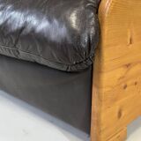 Vintage Brutalist Leather Armchair, 1960s–1970s