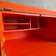 1980 Brown Wood Chest of Drawers with Fold-Out Work Surface and Angled Desktop