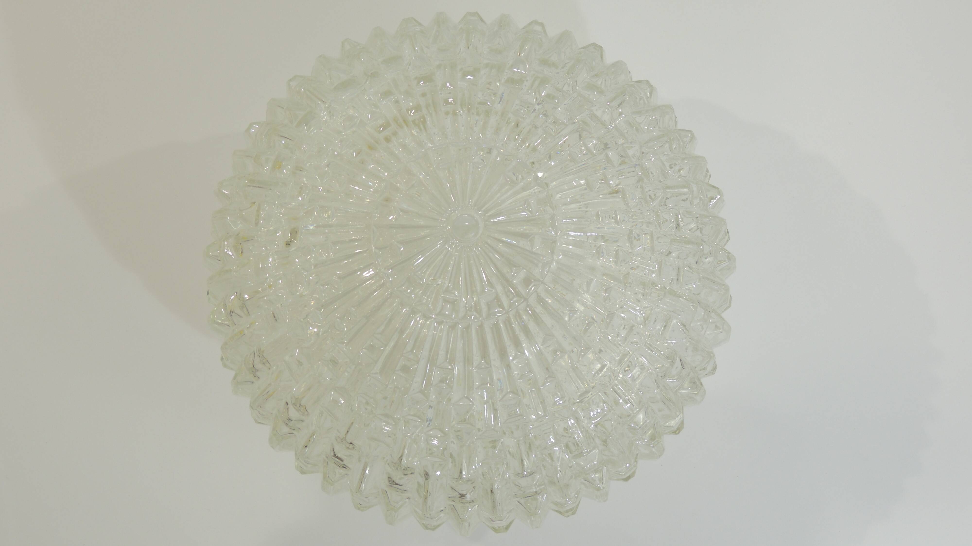 1970s vintage cut glass suspension – retro design ball lamp – L