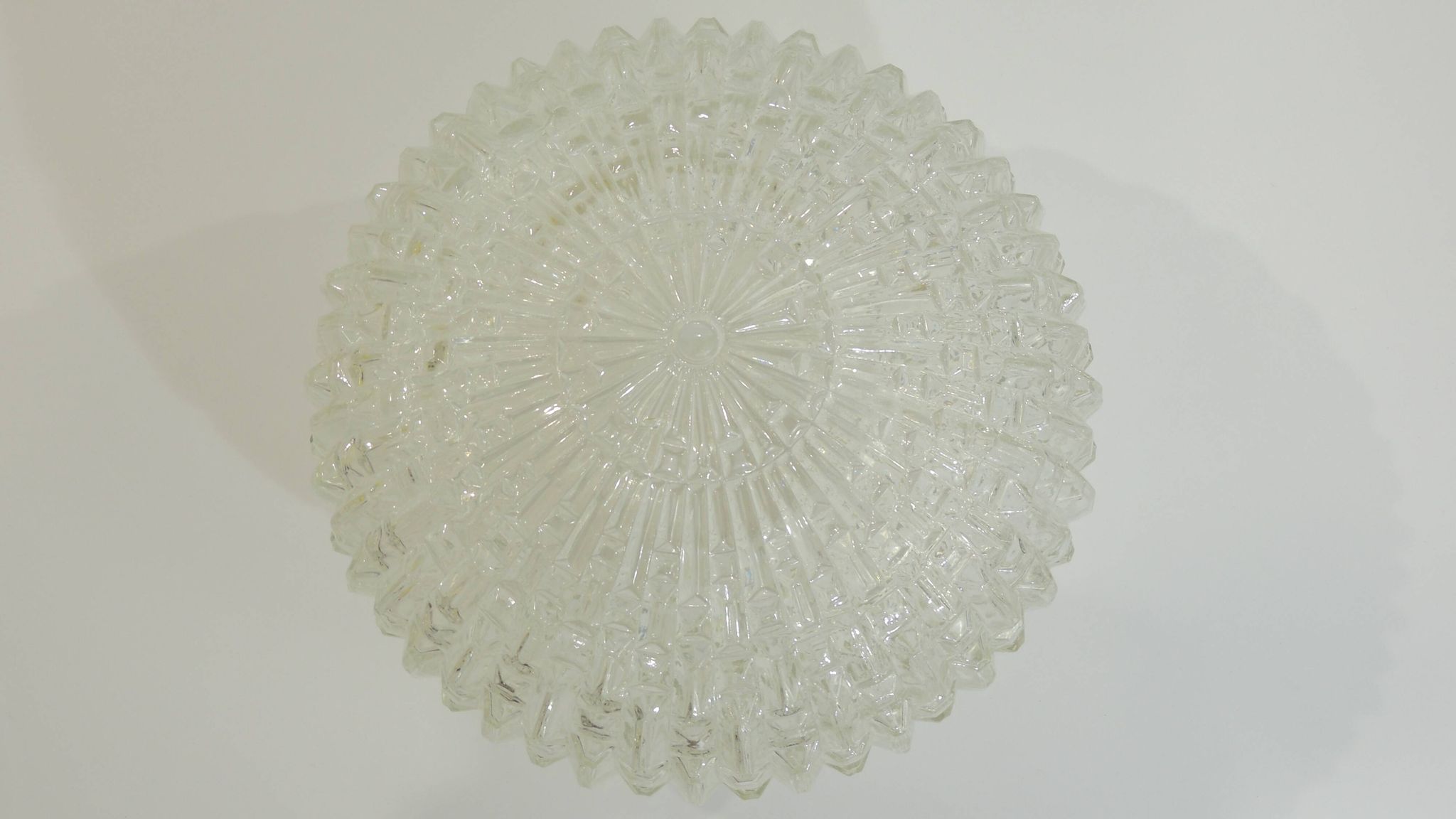 1970s vintage cut glass suspension – retro design ball lamp – L