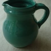 Green/duck blue ceramic milk jug