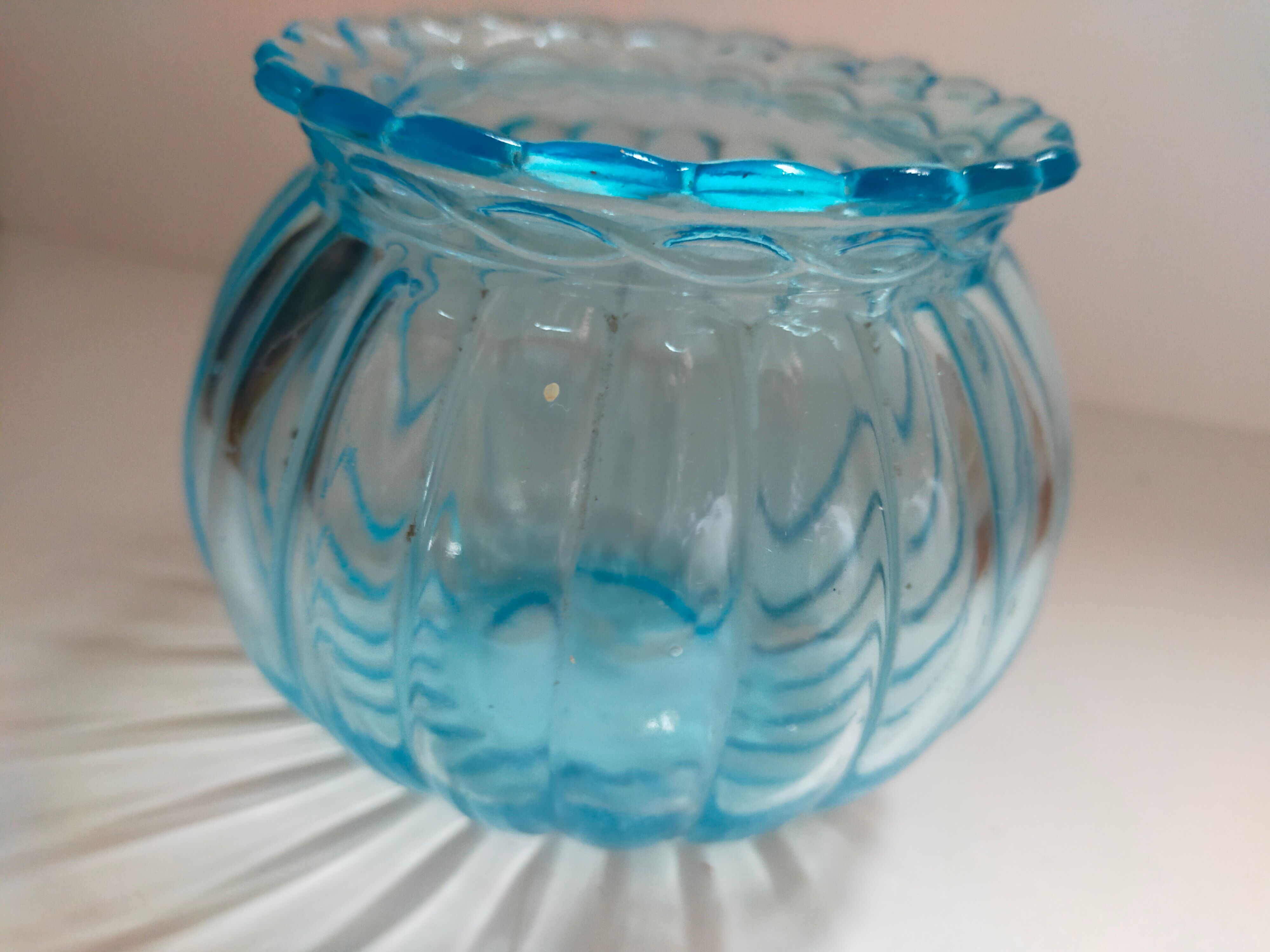 Blue ball vase signed