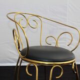 Vintage brass scroll armchair, 1960s.