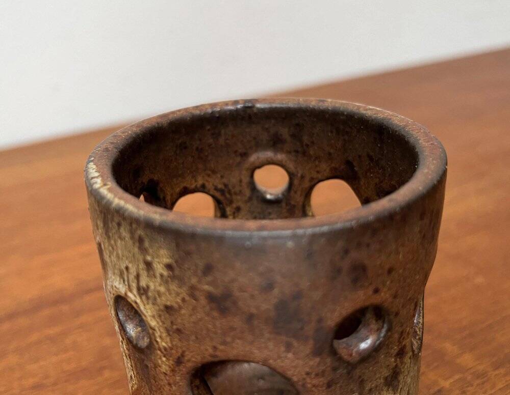 Mid-Century German Brutalist Handmade Pottery Candleholder, 1960s