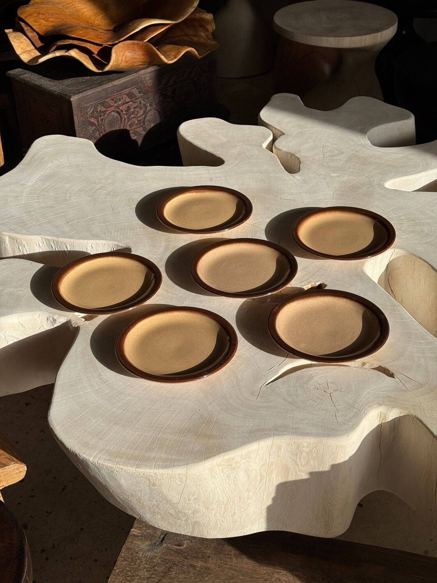 Set of 6 small stoneware dessert plates, Oxford brand, made in Brazil