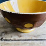 Old faceted bowl with polka dot pattern from the Sarreguemines earthenware factory