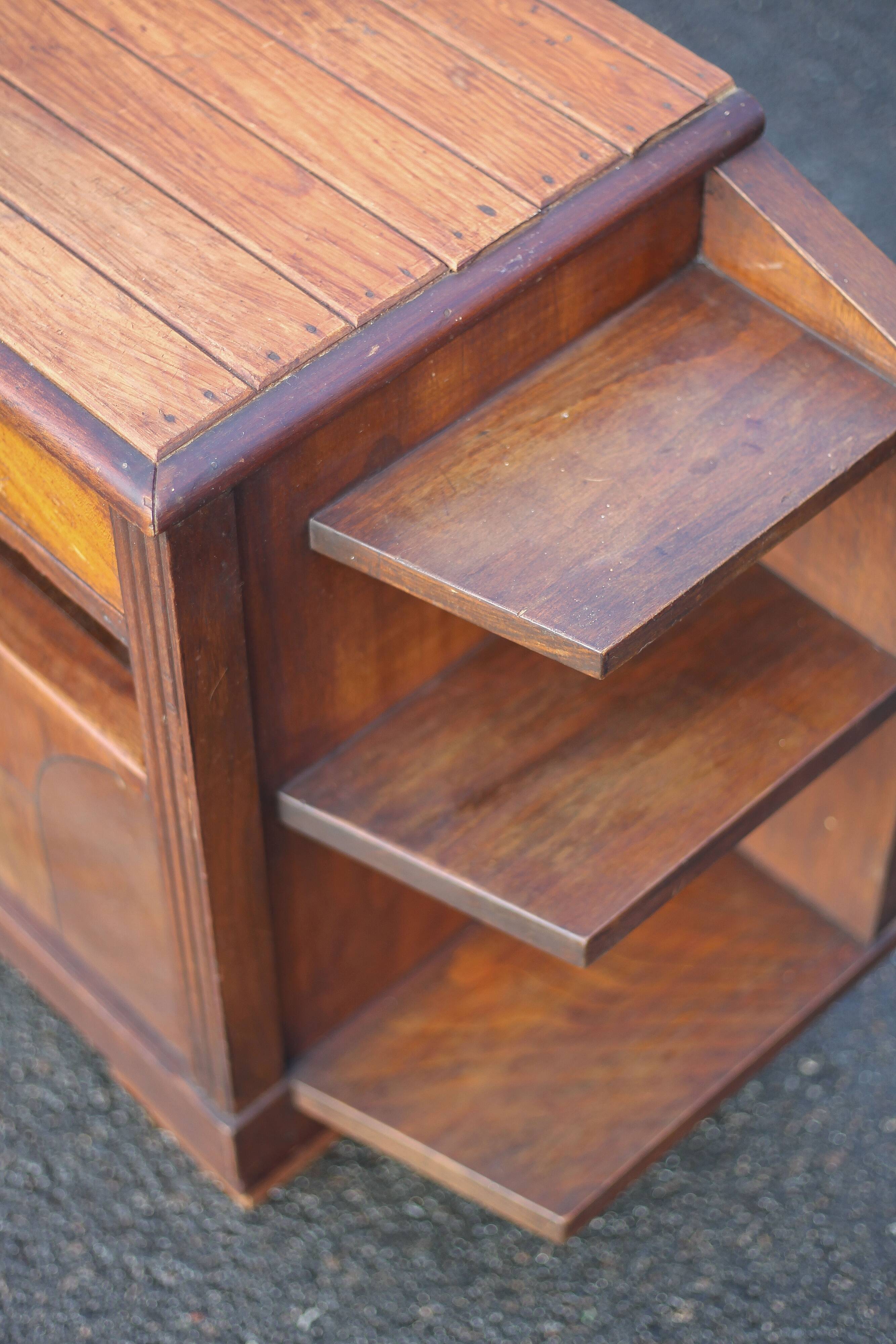 Art Deco wooden bedside table, vintage wooden furniture, side table